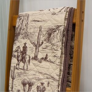 Equestrian Cowboy Quilted Cotton Throw Blanket Horse Pony Western Cover Cactus